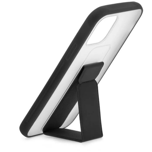 Силиконовый чехол Friendly case с магнитной подставкой для iPhone 12/12 Pro Прозрачный-Черный